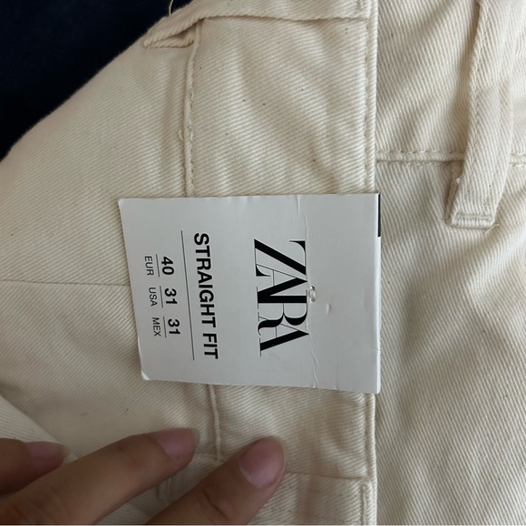 Zara Straight Fit Cream Men Chino Jeans NEW NWT - Picture 6 of 7